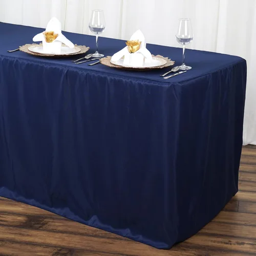 Vista 13 de BalsaCircle Mantel de poliéster ajustado negro de 6 pies para bodas, fiestas, eventos, mantelería