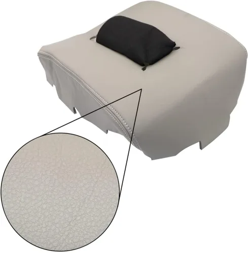 Vista 8 de GXARTS Tapa de consola de cuero gris compatible con Chevy Silverado GMC Sierra Jump Seat 1500 2500 3500 2014-2018