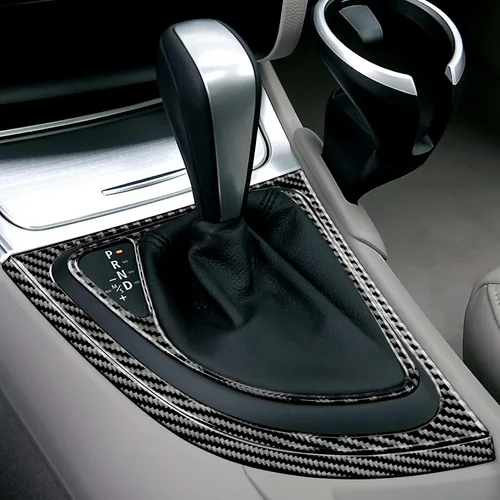 Vista 4 de Fibra de carbono, para BMW, cubierta de marco de palanca de cambios de consola central para BMW Serie 1 E81 E82 E87 E88 2008-2013, accesorios