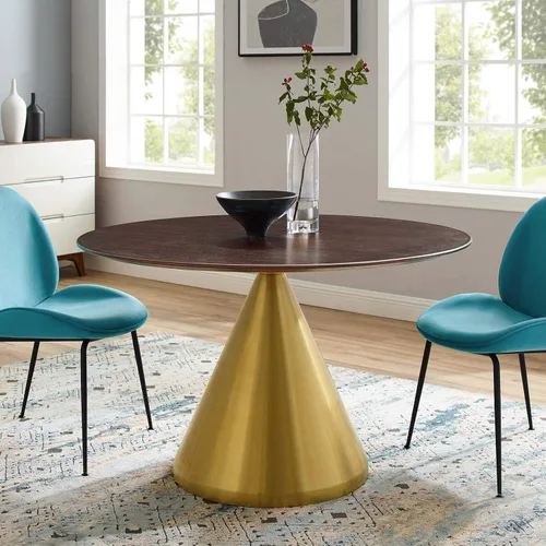 Vista 27 de Modway Tupelo - Mesa de comedor cuadrada de 28 pulgadas, color dorado y blanco