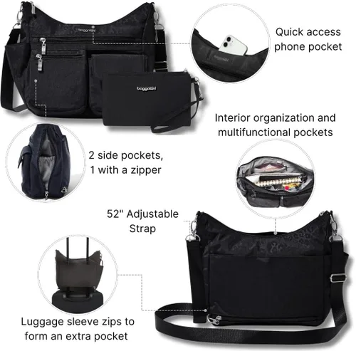 Vista 58 de Baggallini Modern Everywhere Crossbody Women 11x9x4.5 RFID Hobo Bag