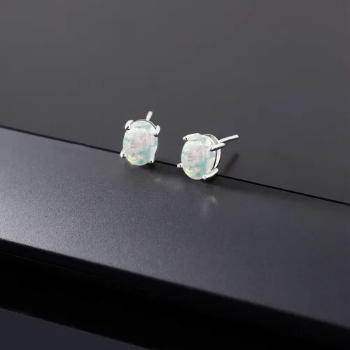 Vista 86 de Gem Stone King Aretes de oro de 14 quilates con piedra natal ovalada de 0.315 x 0.236 in Aretes de oro para mujer