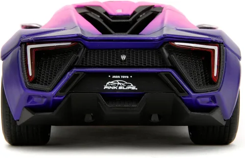 Vista 4 de Jada Lykan Hypersport - Auto fundido a presión con motor 1:24 W4 W con base, juguetes para niños y adultos (blanco y morado)
