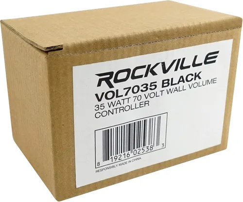 Vista 7 de Rockville VOL7035 Controlador de zona de control de volumen de pared negro de 35 W 70 V, atenuación de 11 pasos, acabado negro de 1 banda, diseño