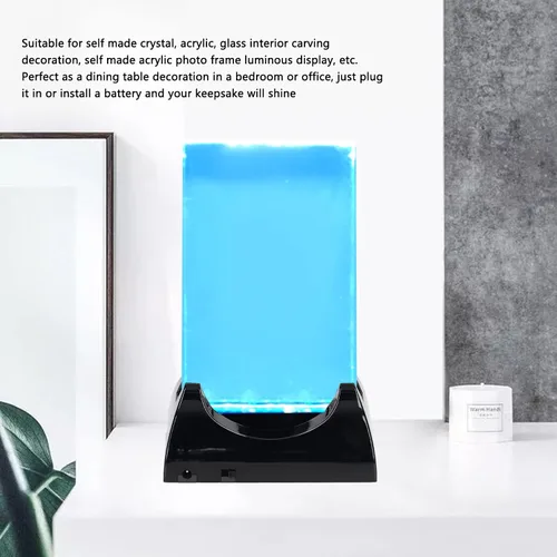 Vista 3 de Base de soporte de luz LED, base de pantalla de luces LED rectangulares, 4 cuentas de lámpara LED para pantalla de cristal, pedestal de arte