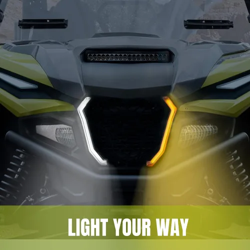 Vista 2 de SAUTVS Luces de Acento de Colmillo para Parrilla Delantera para Yamaha RMAX 1000, Luces LED de Rejilla con Lámparas de Señales de Giro para Yamaha