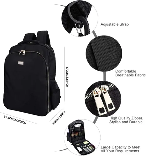 Vista 4 de Organizador de bolsas de peluquería para recortadoras y suministros, bolsas portátiles y estuches para hombres, mochila de peluquería