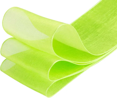 Vista 4 de Cinta de organza transparente de 1-1/2 pulgadas, cinta de gasa verde manzana brillante para manualidades, decoración de fiesta de boda, envoltura