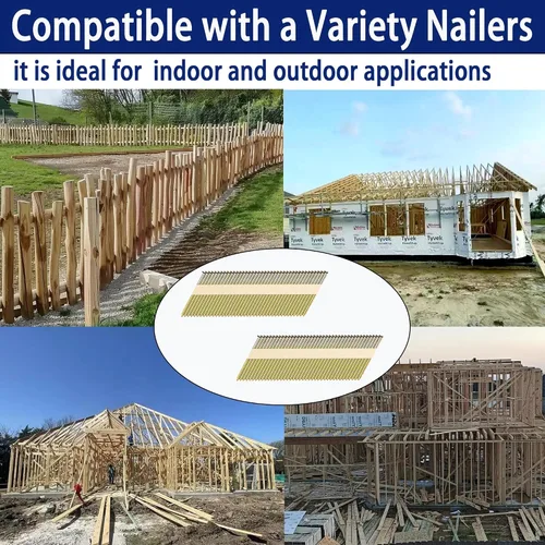 Vista 5 de HW HAMWOO 34° Framing Nails,Smooth Shank,2-1/2",1000Pcs Galvanized Nails,Paper Tape Strip Nails
