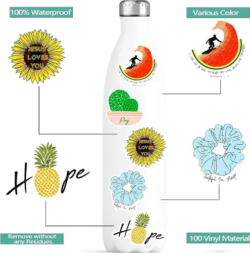 Vista 4 de 200 unidades de calcomanías cristianas inspiradoras para tablero de visión, botellas de agua, laptop, vinilo impermeable con versículos bíblicos