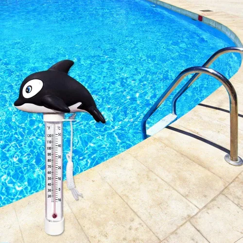 Vista 4 de N/Y Termómetro flotante para piscina, termómetro de agua de estanque con cuerda, termómetro de piscina para bebés para piscinas al aire libre e