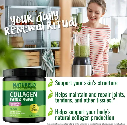 Vista 9 de NATURELO Whole Food Beauty Multivitamínico, 60 unidades de péptido de colágeno en polvo, 45 porciones