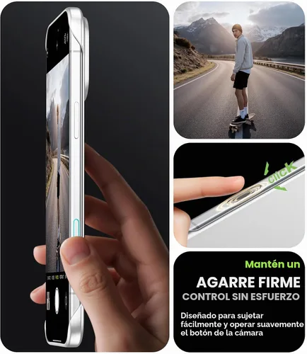 Vista 7 de GRECAZO Magnetic Frosted Frameless Case for iPhone 17 Pro Max, Silvery Tono plata