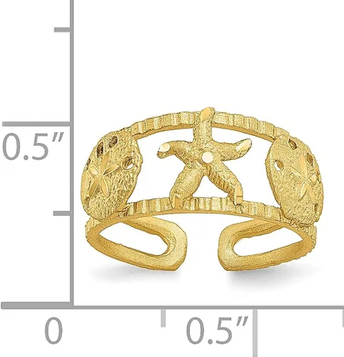 Vista 5 de Anillo de oro amarillo de 14 quilates con estrella de mar ajustable, abierto por debajo de la rodilla, joyería fina para mujer, regalos para ella