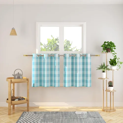 Vista 114 de Cortinas de 24 pulgadas de largo con diseño Buffalo Check Gingham Plaid para ventanas de cocina y baño, tratamiento para ventanas con 2 paneles