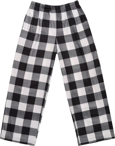 Vista 3 de Ekouaer -Pantalones de pijama para niños, pantalones largos para dormir, cintura elástica, pantalones de pijama a cuadros con 2 bolsillos, de 4 a 14
