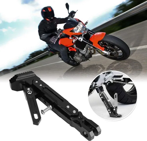 Vista 5 de Soporte para motocicleta, accesorios de motocicleta Modificado CNC Trípode ajustable Kickstand Soporte lateral