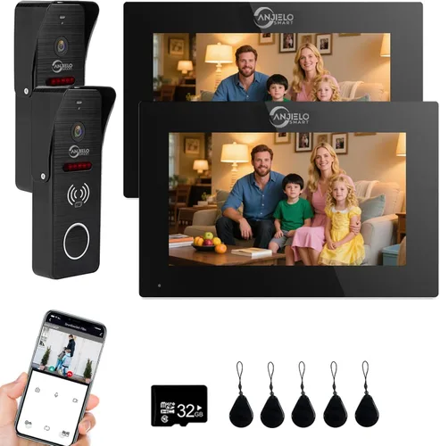 Vista 10 de ANJIELO SMART Timbre de video con cable con monitor interior, sistema de intercomunicación de video con cable, audio bidireccional, detección
