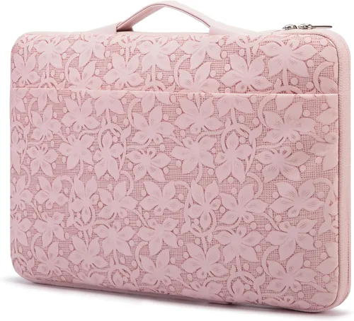 Vista 14 de Kinmac Funda protectora de piel sintética en relieve de 360° para laptop con solapa (flor de café, 15 a 15.6 pulgadas)