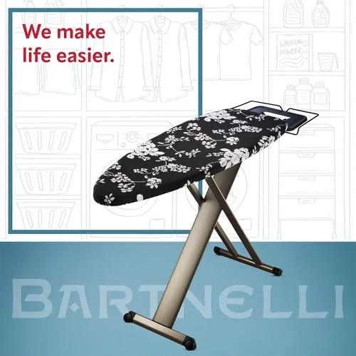 Vista 8 de Bartnelli Pro Luxury - Tabla de planchar extra ancha de 51x19 pulgadas con soporte para plancha de vapor resistente, ruedas para fácil