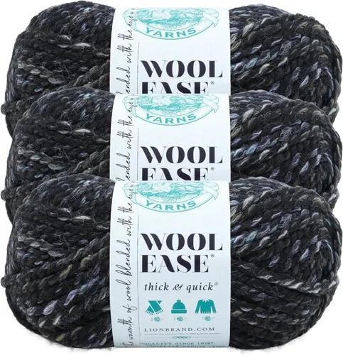Vista 212 de Lion Brand Yarn - Ovillo de lana Wool-Ease Thick & Quick color fuerza aérea Super Bulky Wool Acrylic Blend Fiber for Soft Hats, Sweaters, Chunky