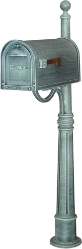 Vista 10 de Buzón clásico con poste de aluminio, buzón negro con poste Ashland - SCC-1008_SPK-600-BLK