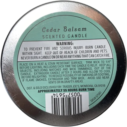 Vista 2 de Trader Joe's - Vela perfumada de bálsamo de cedro, 5.7 onzas (paquete de 2)