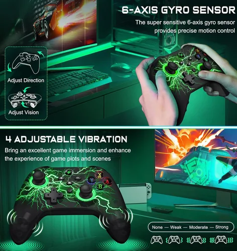 Vista 7 de EXTREMECOOL Controladores de interruptor, controlador inalámbrico Switch Pro con LED de respiración RGB, macro, turbovibracióncontrol de movimiento