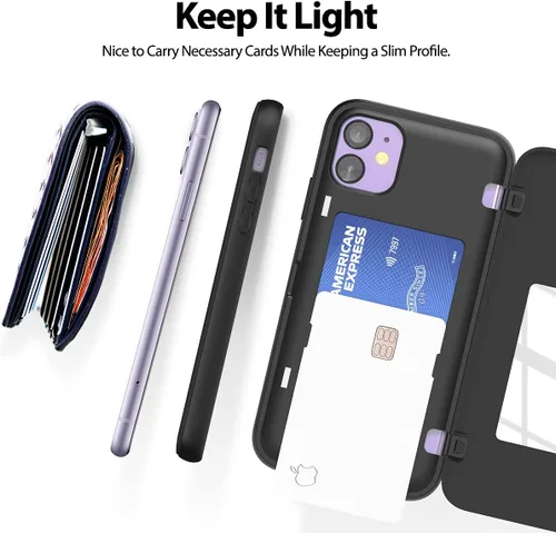 Vista 7 de Carcasa Goospery tipo cartera para iPhone 11, con funda para tarjetas, carcasa de teléfono con protección dual con capa antigolpes, IP11-MDB