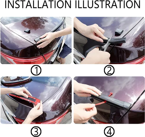 Vista 6 de Spoilers para automóviles, alerón trasero reflectante de fibra de carbono de 4.9 pies para decoraciones de automóvil, tira universal de spoiler