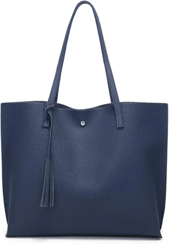Vista 8 de Dreubea - Bolsa de hombro y de mano de piel sintética suave para mujer, con borla, de gran capacidad