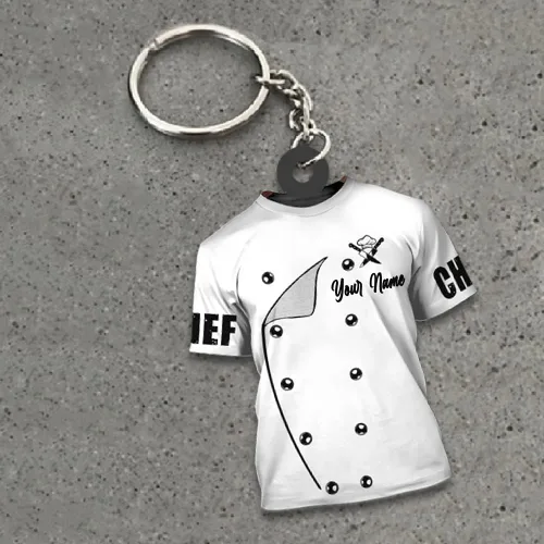 Vista 3 de IZI POD Llavero acrílico personalizado con forma de chef, accesorio de cocina con nombre personalizado para hombres y mujeres, recuerdo culinario