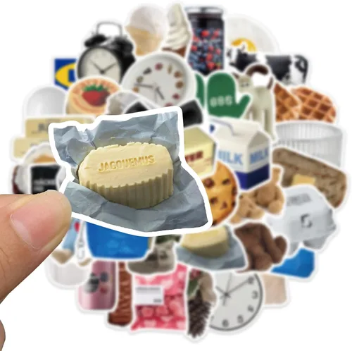 Vista 5 de Lindas calcomanías de galletas de leche, 50 calcomanías de vinilo