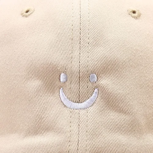 Vista 4 de Umeepar Gorra de béisbol con cara sonriente para mujeres y hombres, ajustable, de perfil bajo, de algodón, sin estructura, para papá