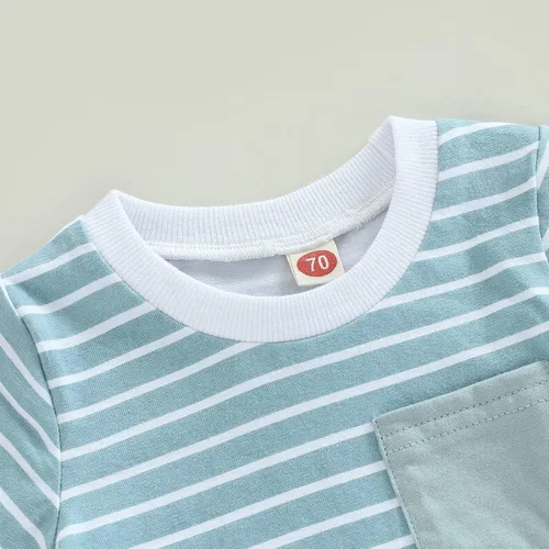 Vista 12 de Conjunto de ropa de verano para niños pequeños, 2 piezas, camiseta de manga corta con cintura elástica