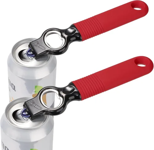 Vista 11 de Paquete de 2 abridores de latas de soda y abrebotellas de cerveza con mango de silicona de buen agarre, abridor de pestañas para uñas largas
