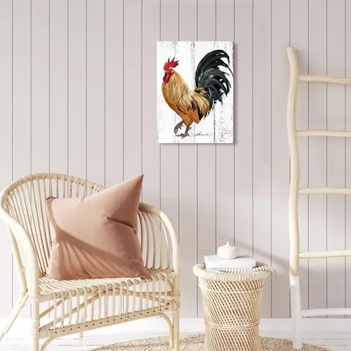 Vista 5 de Decoración de Cocina con Gallo - Pintura de Lienzo de Granja, Arte de Pared para Hogar y Cocina