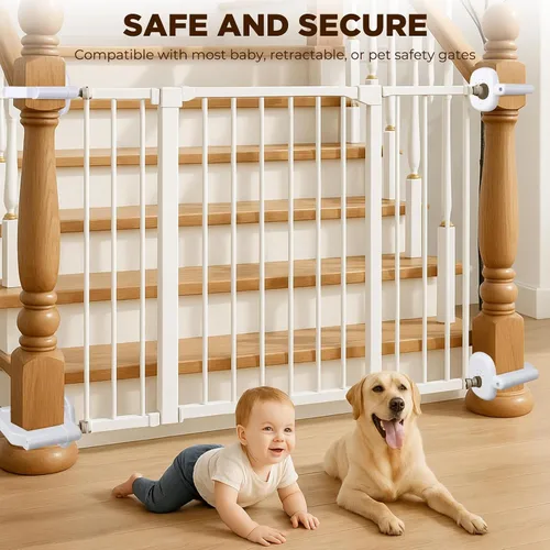 Vista 7 de 2 adaptadores de barandilla para puerta de bebé, kit de montaje para puerta de bebé, sin agujeros, funciona con puertas retráctiles/de malla/hierro