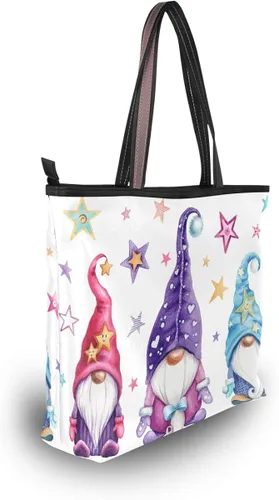 Vista 6 de Magic Gnomes - Bolsa de hombro con estrellas, con asa superior, para mujer, trabajo, escuela, viajes
