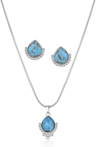 Vista 12 de Montana Silversmiths Conjunto de joyería de estilo occidental con turquesa elaborada a mano: aretes y collar