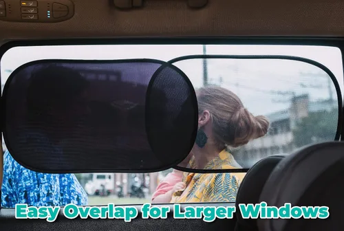 Vista 4 de kinder Fluff Sombras para Ventanas de Coche (4Pack) - La Única Sombra Solar Certificada para Ventanas de Coche para Bebés, Comprobada para Bloquear