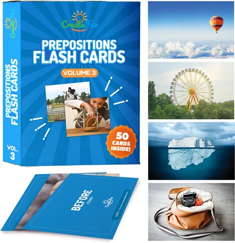 Vista 12 de 49 tarjetas flash de constructor de vocabulario de preposición Vol 1 incluye 7 preposiciones de tarjetas de imagen con 5 juegos de aprendizaje