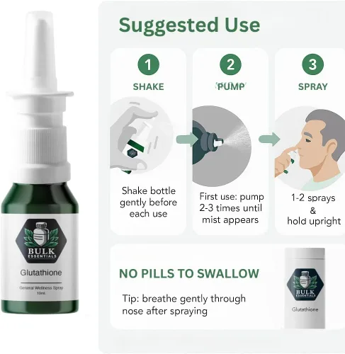Vista 4 de Suplemento en aerosol de glutatión 100% puro para mujeres y hombres, 2 mg por aerosol para antioxidante, envejecimiento saludable y energía celular