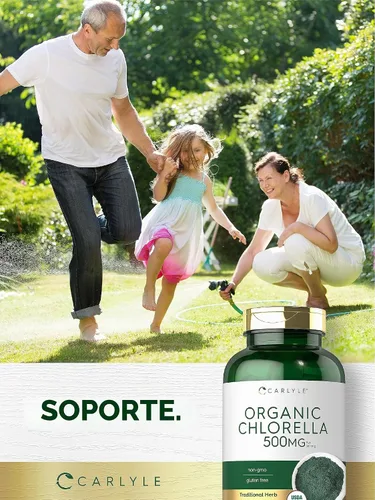 Vista 6 de Carlyle Chlorella Tabletas orgánicas 500 mg 1000 unidades Suplemento vegetariano, sin OMG y sin gluten