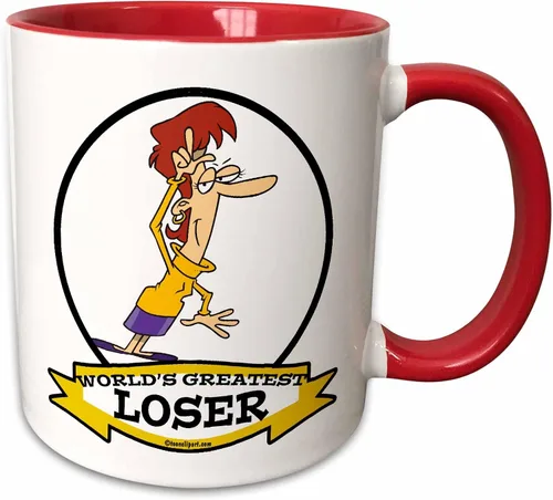 Vista 10 de 3dRose Taza de café, tamaño – 15 oz – Funny Worlds Greatest Loser Lady Cartoon Worlds Greatest Cartoons – divertido regalo de taza de café