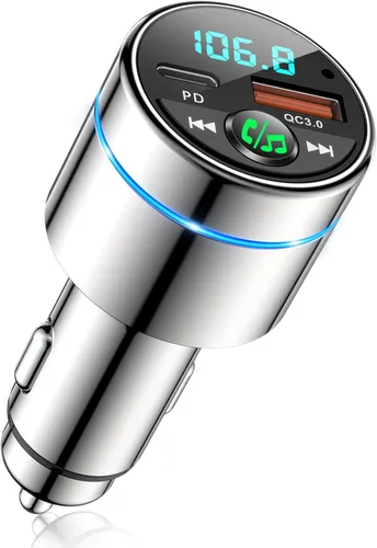 Vista 9 de RIWUSI Transmisor FM para automóvil Bluetooth 5.3, [Todo Metal] PD 30 W y QC3.0 18 W cargador rápido para automóvil, Kit de radio FM inalámbrica