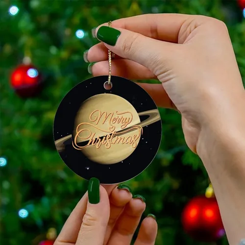 Vista 4 de Cheyan Divertido planeta galáctico cósmico adorno de porcelana de Navidad decoraciones para el hogar colgantes de Navidad Galaxy educativo árbol