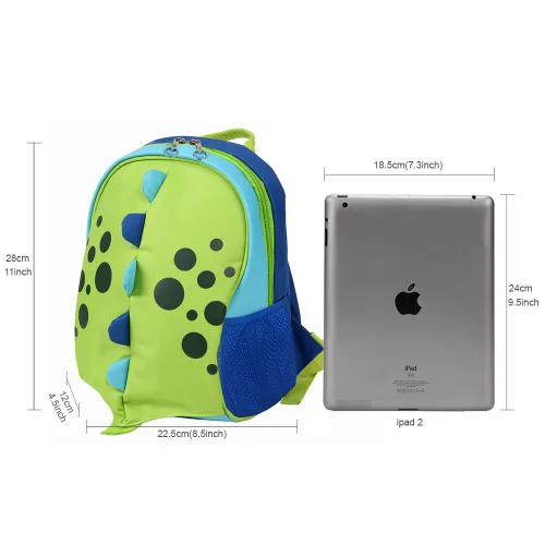 Vista 8 de Yodo, Bolsa para almuerzo aislada y mochila preescolar infantil, con correa de arnés de seguridad para niños o niñas, Dinosaur