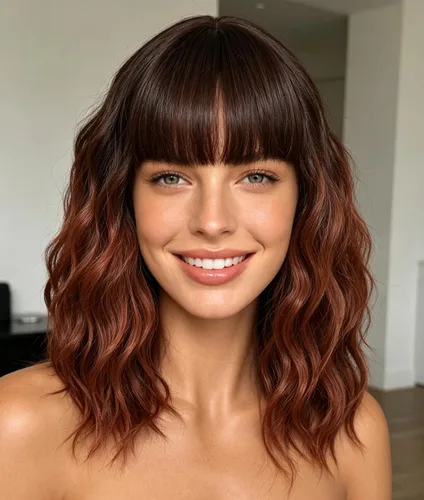 Vista 33 de Peluca negra con flequillo para mujeres negras, cabello rizado y ondulado de 14 pulgadas Negro