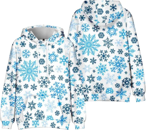 Vista 2 de Mens Christmas Hoodie Big And Tall Cotton Lightweight Graphic Ugly Christmas Sweatshirt Personalized Soft Pullover